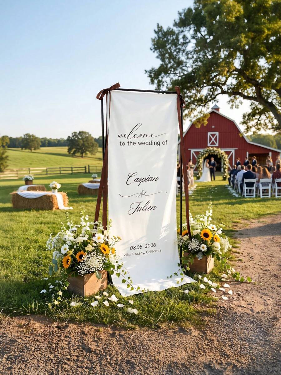 Customized Wedding Welcome Sign, Wedding Fabric Welcome Banner, Modern Wedding Welcome Banner, Fabric Sign Customized Wedding Banner, Bohemian Wedding, Bridal Shower Sign Personalized Name Customized Wedding Sign, Customized Minimalist Welcome Sign, Fabric Welcome Sign, Wedding Decor, Customized Fabric Wedding Sign, Personalized Party Decor, Minimalist Sign, Fabric Sign, Wedding Welcome Sign, 3 Fabric Options For Banners, Personalized Party Decor, Minimalist Sign, Fabric Sign, Wedding Welcome Sign - Multicolor - View 1