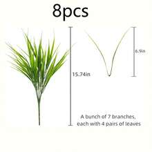 4 ramos de plantas artificiales para exteriores, arbustos de hierba de trigo verde falsa de plástico resistente a los rayos UV para decoración de jardín, porche y ventana - Verde - Ver 10