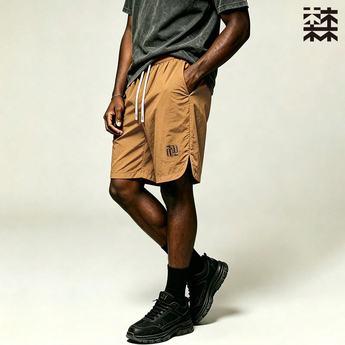 Pantalones cortos holgados con cordón para hombre, de secado rápido y transpirables, diseño de moda casual para verano y primavera, estilo callejer