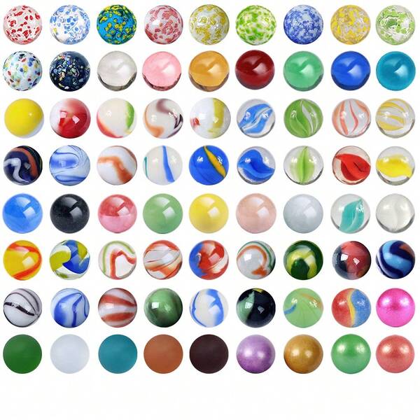 30/60/100pcs 1.6cm Colorful Transparent Glass Beads, Bouncy Marbles