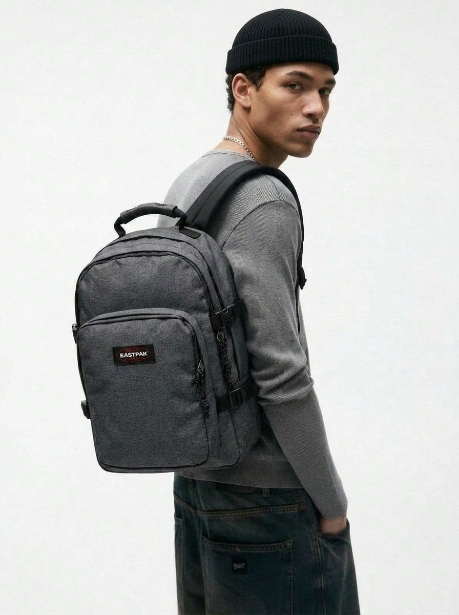 Eastpak Provider - Fashionable Versatile Casual Everyday Backpack - Black and Grey - View 1