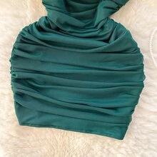 Vestido  de Mujer Primavera 2024, Estilo y Sensual, sin Tirantes, Pado, Ajustado, de Longitud Media, Corte en A - verde - Ver 2