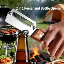 2pcs Multi-Function Peeler With Wooden Handle And Bottle Opener, 2-In-1 Stainless Steel Blades, Essential Kitchen Tool Designed For Peeling Various Fruits And Vegetables - Multiple Styles - View 5