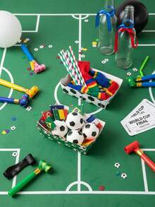 Soccer Theme Birthday Plates, 12pcs Colorful Rectangular Paper Trays, Soccer Party Food Trays And Decorations - Multicolor - View 6