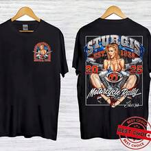 NEW! 2025 Sturgis Motorcycle Rally Main Street T- Shirt S-3XL - 黑色 - 查看 1