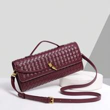 BV Bottega Bang Bang Bolso de mujer de cuero genuino tejido a mano de Andiamo Clutch Campana []Bolso de hombro tejido único, bolso de mano horizontal a la moda, bolso cruzado versátil para mujer. - OL1893# Gris ágata - Ver 1