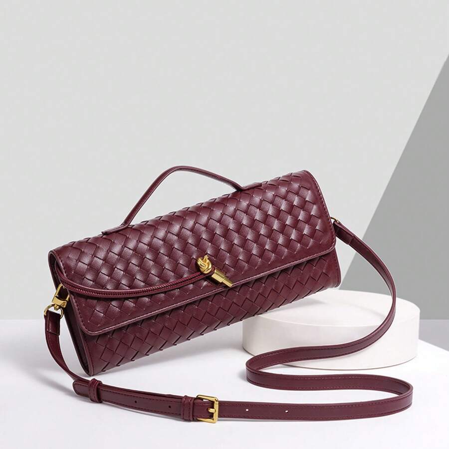 BV Bottega Bang Bang Bolso de mujer de cuero genuino tejido a mano de Andiamo Clutch Campana []Bolso de hombro tejido único, bolso de mano horizontal a la moda, bolso cruzado versátil para mujer. - OL1893# Gris ágata - Ver 1