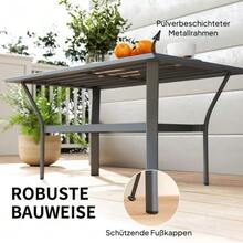 Metal Side Table/Balcony Table With Slatted Design, Weatherproof, Coffee Table/Garden Table, Easy-Care Sofa Table/Outdoor Table For Balcony, Garden, Terrace, Veranda, 91.5 X 55 X 45 Cm, Dark Grey - Dark Grey - View 7