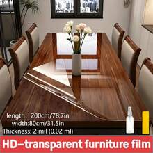 1 Rollo - Película de Protección de Muebles Transparente de Alta Definición, Película de Protección de Mesa de Comedor - Tamaño Grande, Material PET - Cortable, Impermeable, Resistente al Aceite, Resistente a Arañazos, Resistente al Calor, No Amarillea, Película de Protección Transparente Invisible Ultra Fina - Adecuada para Protección de Mesa de Comedor/Mesa de Café/Estufa de Cocina/Superficie de Gabinete - transparente - Ver 24