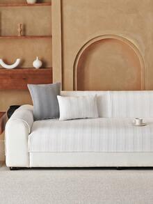 1pc Geometric Textured Solid Color Quilted Sofa Cushion, Minimalist Style, Non-Slip Back, Pet-Friendly, Soft Multi-Functional Anti-Dirt Anti-Dust, Holiday Decor Sofa Cover, Suitable For Backrest, Armrest, All Seasons - Beige - View 5