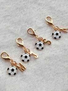 Exquisite Football Pendant Gold A-Z Letter Keychain, Gold Letter Charm, Cute Key Ring Handbag Pendant, Bag Charm, Keychain Bag Accessory, Phone Case Wallet Car Key Accessory - Multicolor - View 9