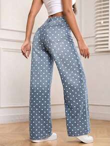 PETITE Pantalones vaqueros de pierna ancha de unicolor, versátiles y casuales con bolsillo - Lavado ligero - Ver 2