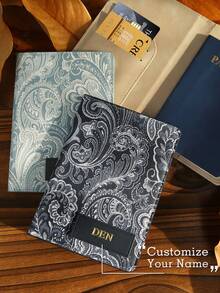 Takeoak 1PC Custom Hot Stamping Vintage Paisley Patten Passport Cover Custom Retro Passport Cover Personalized Name Boho Passport Holder For Travel Essentials, RFID Blocking Travel Document Organizer For Women And Men Unique Holiday Gift - Multicolor - View 1