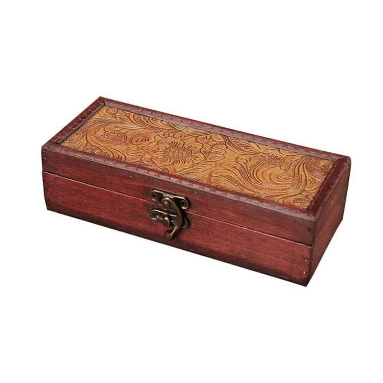 1 hộp bút phong cách cổ điển giả cổ bằng gỗ, kệ lưu trữ để bàn đựng trang sức, văn phòng phẩm và các vật dụng linh tinh - Nhiều màu - Xem 3