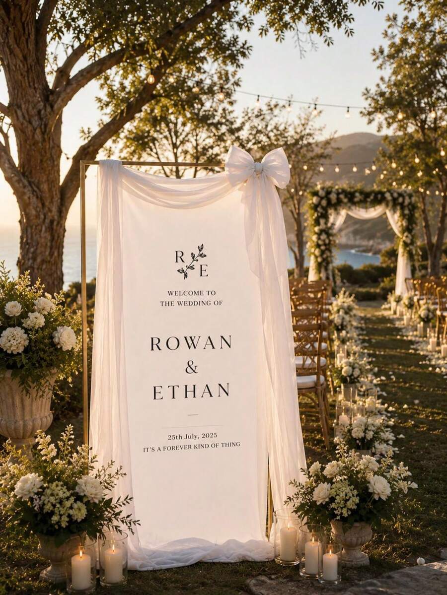 Customized Wedding Welcome Sign, Wedding Fabric Welcome Sign, Modern Wedding Welcome Banner, Fabric Sign Customized Wedding Banner, Bohemian Wedding, Bridal Shower Sign Personalized Name Customized Wedding Sign, Customized Minimalist Welcome Sign, Fabric Welcome Sign, Wedding Decor, Customized Fabric Wedding Sign, Personalized Party Decor, Minimalist Sign, Fabric Sign, Wedding Wedding Welcome Sign, 3 Fabric Options For Banner, Personalized Party Decor, Minimalist Sign, Fabric Sign, Wedding Wedding Welcome Sign - Multicolor - View 1