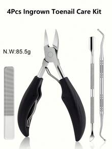 Bộ dụng cụ chăm sóc móng chân mọc ngược 4 món bằng thép không gỉ, bao gồm dụng cụ đẩy biểu bì, dũa móng, dụng cụ làm móng tay và móng chân. - màu đen - Xem 11