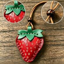 Premium Genuine Leather Creative Strawberry Keychain Excellent Gift Choice High-End Car Key Accessory Suitable For Backpack Decoration Pendant Motorcycle Car Keys Charm Cute Decorative Bag Tag - View 7