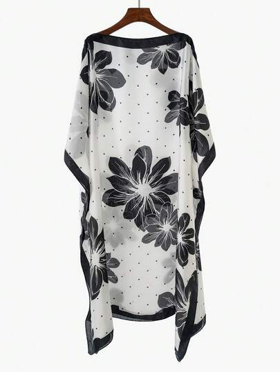 1 chiếc áo khoác ngoài có mũ trùm đầu bằng chiffon in họa tiết chấm bi và hoa thanh lịch dành cho nữ, đa năng, thích hợp cho mùa hè, hoạt động ngoài trời, du lịch, nghỉ dưỡng, chống nắng.