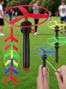 1/3/5pcs Random Color Plastic Streamer Flying Disc, Outdoor Toy, Launcher, Christmas/Valentine's Day/Mother's Day/Father's Day/Eid/Spring Festival/April/Back To School/Party Favor, Stress Relief, Indoor/Outdoor Use (Random Color) - Multicolor - View 1
