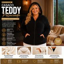 Casaco Teddy peluciado com toque macio e conforto perfeito para os dias frios do inverno! 12925.C1 - Preto - Visão 3