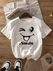 Unisex Size. Women's Short-Sleeved T-Shirt With Round Neck And Cartoon Print, Graphic Tee, Suitable For Summer, Autumn And Winter Looks. - Putih 4 - View 4