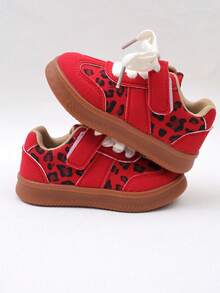 1 par de zapatos deportivos de moda rojos para niños, zapatos de niña con estampado de leopardo, ligeros y cómodos con suela blanda, adecuados para actividades escolares, viajes, deportes al aire libre, uso diario y reuniones casuales - Rojo - Ver 6