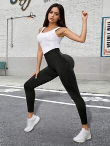 Leggings Deportivos de Cintura Alta para Mujer, Ajustados con Bolsillo Lateral, Tela Elástica para Entrenamiento y Uso Diario - Negro - Ver 5