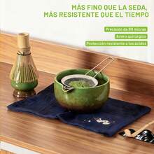 Kit de Té Matcha Tradicional - Juego Completo Con Batidor, Tazón de Cerámica Hecho a Mano, Soporte, Cuchara - Ceremonia de Té Japonés 9 Piezas (Verde) - Verde - Ver 4