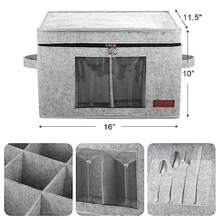 Foyego - Paquete de 2 cajas de almacenamiento para copas de vino con divisores recipientes de almacenamiento para embalaje y mudanza caja de almacenamiento de China para 12 cristalería copas de - GRIS CLARO2 PACK - Ver 3