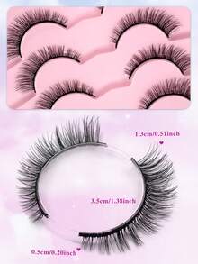 ENCHUW 5 Pairs False Lashes Soft Lashes Thick Eye Lashes False Eyelashes Natural Look Cat Eye Lashes Wispy Fake Eyelashes Fluffy Natural Eye Lashes - Black - View 4