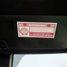 Cute Warning Sticker | Soft Pink Car Airbag Sticker (Waterproof Vinyl) - Decorative Stickers - View 1