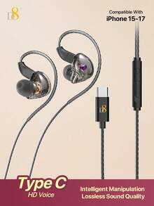 D8 Diamond Wired In-Ear Earphones Transparent Bling Sparkle Headphones HiFi Stereo Surround ANC Noise Cancelling Built-In HD Mic Clear Call Type-C Plug Play Lightweight Sweatproof Comfort Earbuds Crystal Bass Treble No Delay Music Gaming Online Class - View 11