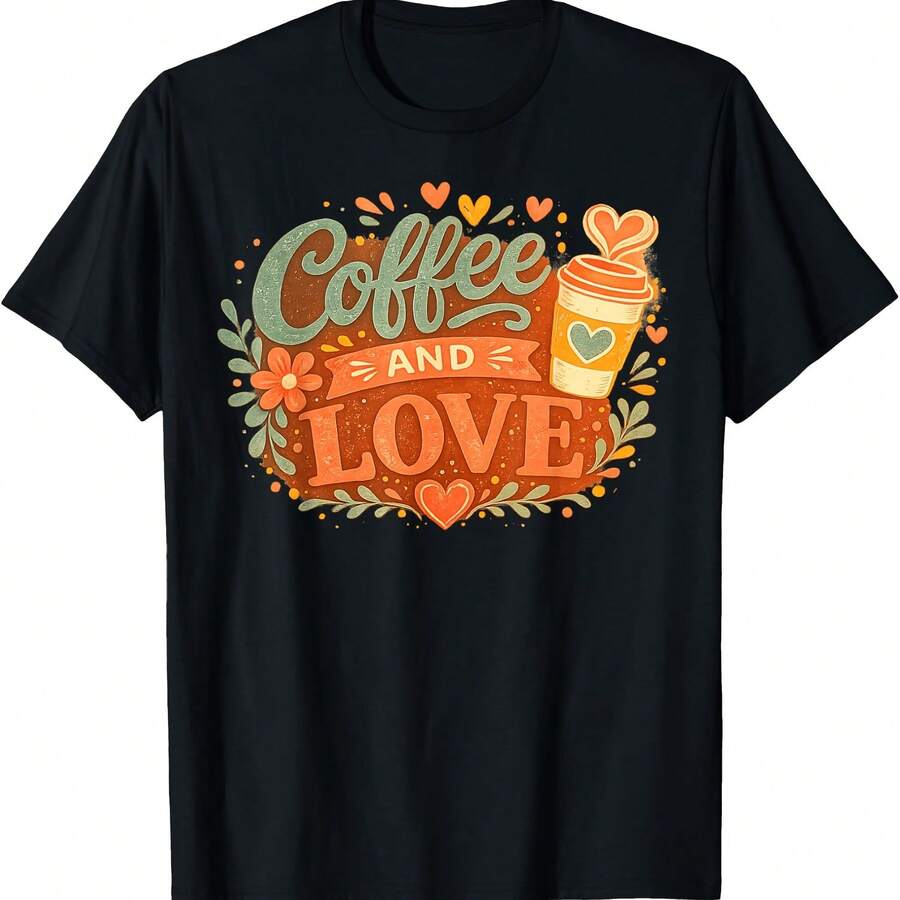Moms Coffee And Love Funny Exhausted Mom T-Shirt - Black - View 1