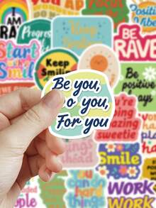 50pcs Positive Affirmation Sticker Set, Motivational Stickers For Phone Case, Notebook, Guitar, Skateboard, Birthday Gift - Multicolor - View 3