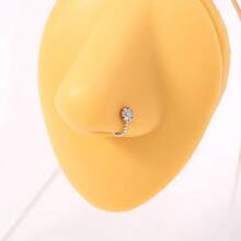 1 chiếc khuyên mũi hình hoa bạc đính đá Zirconia, kiểu xoắn chữ C, trang sức không cần xỏ lỗ, phù hợp cho nữ. - Khuyên mũi hình hoa đính kim cương - Xem 3