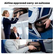 YONSLY 16 Inch Suitcase With Detachable Wheels 360° Combination Lock Double Zipper Soft Rubber Handle Trolley Travel Suitcase For Vacation - 棕色 - 查看 3