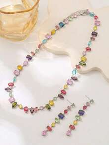 rakol 3pcs/Set Gelang & Anting Tusuk Geometris Warna-warni Minimalis Lucu untuk Wanita, Pemakaian Sehari-hari, Hadiah untuk Teman - Mengatur - View 3
