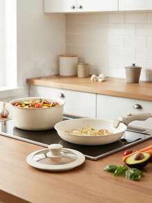 16‑Piece Ceramic‑Coated Cookware Set with Detachable Handles, Ready‑to‑Use Kitchen Cookware, Heat Resistant up to 480°F (About 250°C), Compatible with Induction Cooktops and Multiple Stovetops, Fast & Even Heat Distribution, Space‑Saving Design, Includes Frying Pans, Bowls, Kitchen Utensils, Lids and Pot Mats, Non‑Disposable Products - Übersicht 4