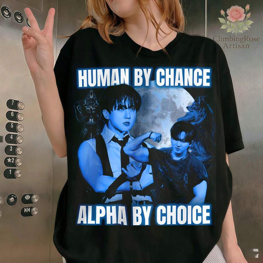 Unisex T-Shirt In Thick Cotton Skz Changbin Alpha Wolf Meme_ Stays 2026 Concert Tour Merchandise And Gifts - Black - View 1
