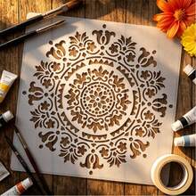 1pc Mandala Painting Stencil, Reusable Mandala Painting Stencil, Round Floral Design Mandala Painting Stencil Craft Stencil, Suitable For DIY Wall, Furniture, Canvas, Tile, Home Art Decor Graffiti - Sets - View 4