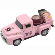 1pc Vintage Mini Metal Pickup Truck Decor For Coffee Bar, Includes Book Accessory, Suitable For Coffee Station, Farmhouse Style Tiered Tray Tabletop Decor, Home Kitchen, Office, Cafe - Coffee Version - View 13