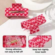 1pc Women's Elegant Pink Heart-Shaped Hair Clip - Non-Slip, Strong Grip, Heart-Shaped Accessory, Hair Claw - Multicolor - View 4