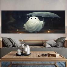 1 pieza de arte de pared Art Deco en lienzo de madera sin marco - Póster de Fantasma en la Lluvia de 76.2x50.8 cm, Superficie de tela reutilizable, Decoración de pared rectangular para dormitorio, sala de estar, oficina, cafetería, bar, dormitorio, pasillo - Regalo único para cumpleaños, fiestas, Día de San Valentín, Año Nuevo - Enmarcado - Ver 4