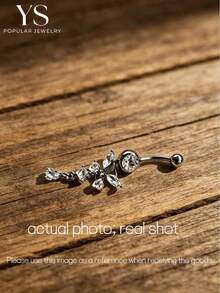 1pc Butterfly Belly Button Ring, Women's Casual Beach Bikini Accessory, Party Jewelry - Silver - View 2