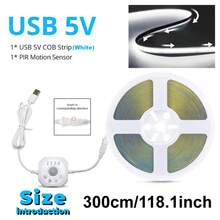 Tira de luz LED con sensor de movimiento, alimentada por USB, efecto de flujo de agua, lluvia de meteoros, efecto de luz de persecución, tira de luz COB dinámica de 5V CC, luz de sensor de escalera, tira de luz de persecución de escalera - luz blanca - Ver 17