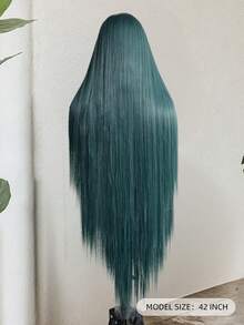 42 Inch Extra Long Deep Green U-Part Lace Front Wig, Straight Synthetic Lace Front Wig - Pre-Plucked Natural Hairline, Heat Resistant, Suitable For Cosplay And Daily Wear (Deep Green), Halloween - Multicolor - View 7