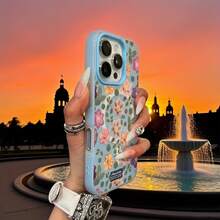 Phone Case: Colorful Small Flowers, Simple Macaron-Colored Skin-Feel Jelly Dual-In-One Magnetic Wireless Charging Phone Case, Halloween, New Year Gift, Christmas Gift, Easter Gift, Halloween Gift, For Family, For Friends. Suitable For 12/12 - 藍色 - 查看 8