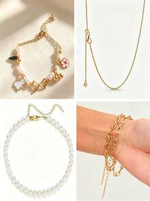 1 Box Gold/Silver Beads For DIY Jewelry Making, Handmade Jewelry Making Materials, Bracelet Making Kit, Includes Lobster Clasp, Crimp Bead, Jump Ring, Metal Chain, Fixing Clip, Needle Nose Pliers, Tweezers, Suitable For Beginners And Enthusiasts - 10-slot Gold/silver Set - View 6