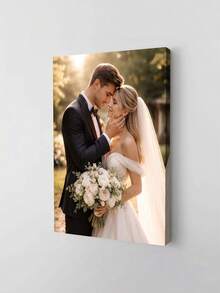 1pc Customizable Wooden Frame Canvas Wall Art - Personalized Family Portrait And Action Photos, Printing, Suitable For Living Room, Bedroom Or Home Office Decor, Cozy Room Accent, Quality Reproduction Framed Canvas Wall Hanging - Multicolor - View 4