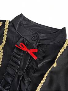 3pcs/Set Boys' Spanish Bullfighter & Flamenco Dancer Costume, Halloween/Carnival Theme Roleplay Outfit, Suitable For School Performance And Back To School Wear (Top+Pants+Belt) - Black - View 11